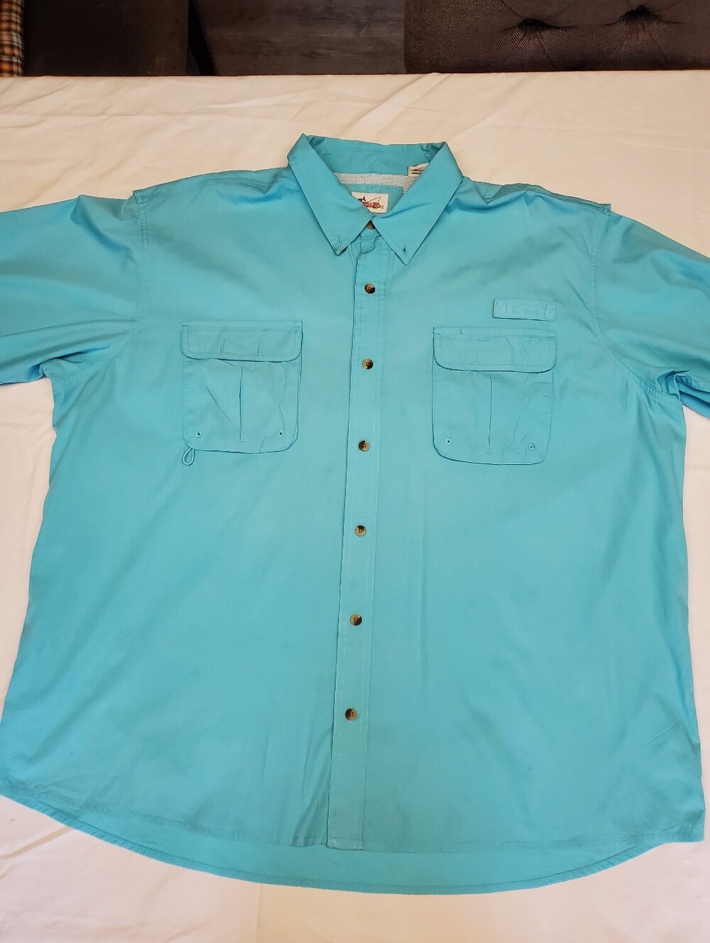 World Wide Sportsman Men's 3XL Vented Fishing Shirt Aqua Bass Pro Outdoor
